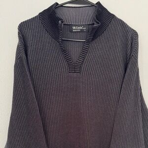 St. Croix Shop Mens Sweater Knit Pullover Gray Black Luxury Comfort L‎